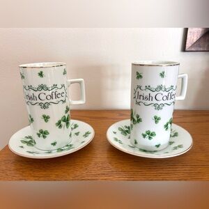 Lefton Shamrock Coffee Mug and Saucer Set